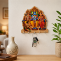 Shri Ram Darbar Key Holder with 5 Hooks Devotional Wall Decor Organizer for Home