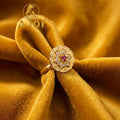 Elegant Star Design Adjustable Ring with Stone Accents and Gold Tone Finish