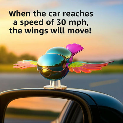 Simulated Flapping Bird Car Ornament | Creative Spinning Dashboard & Mirror Decor
