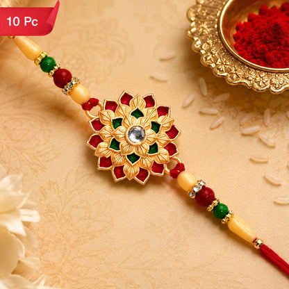 Flower Design Rakhi Elegant Floral Thread for Brother (10pcs)