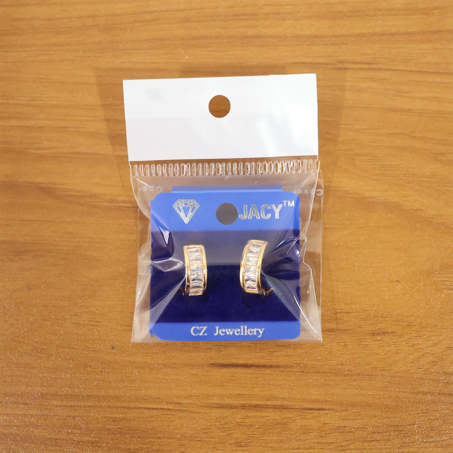 Gold Finish CZ Studded Hoop Earrings for Women & Girls