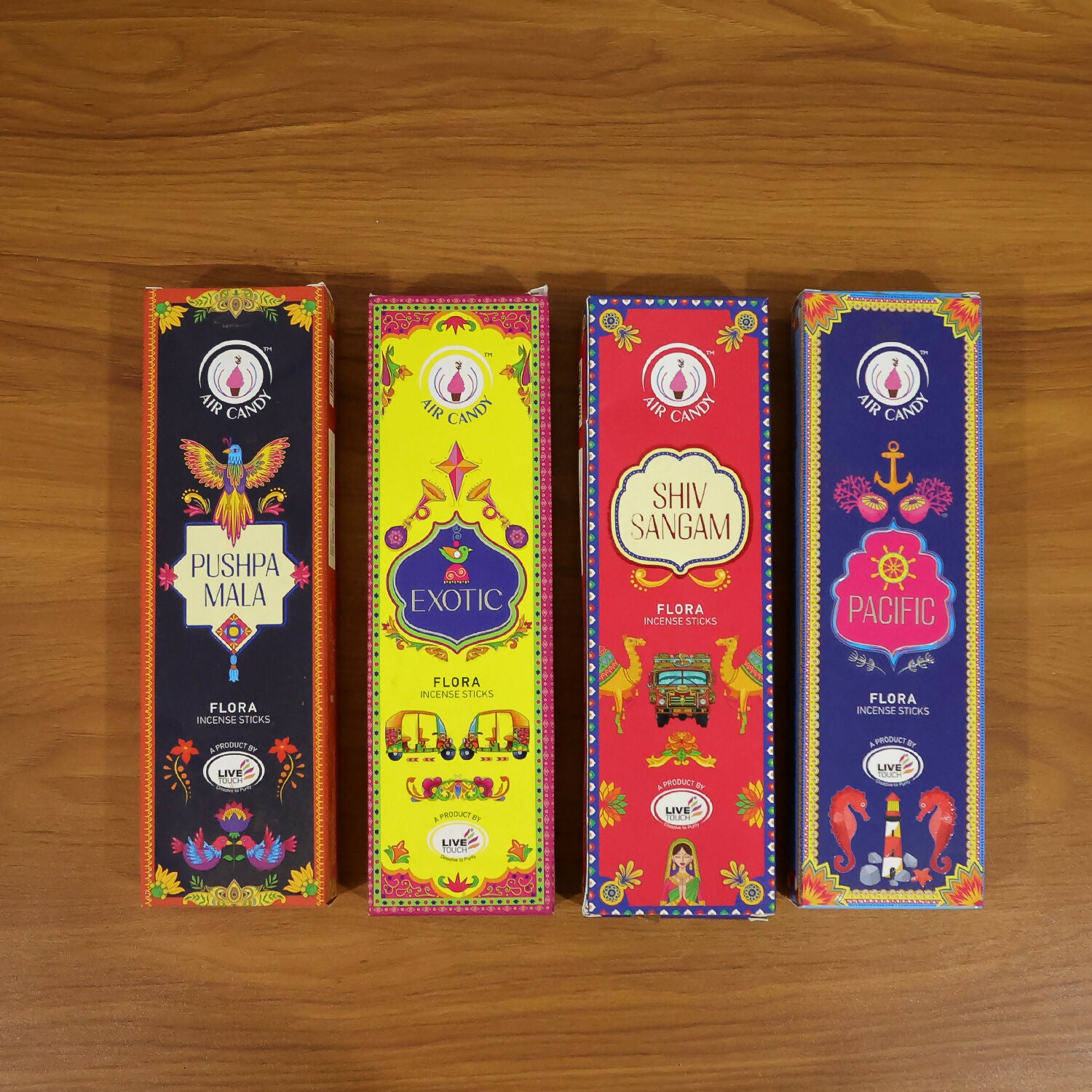 Premium Flora Incense Sticks Combo Pack with 4 Fragrance Variants for Daily Puja & Home Fragrance (4 Packs of 360gm)