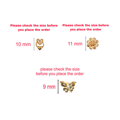 Gold Stud Earrings: Heart, Flower & Butterfly for women and girls Combo Pack of 3
