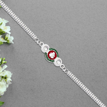 Silver Ganesha Rakhi Elegant Dual Chain for Raksha Bandhan (5pcs)