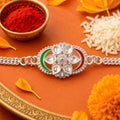 Silver Rakhi – Stylish Tricolor Chain Link Design for Brother