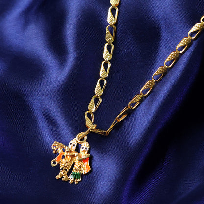 Radha Krishna Dancing Couple Pendant with Designer Chain