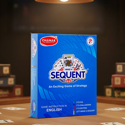 Sequent Strategy Board Game - Playing Cards & Colour Coins for Family