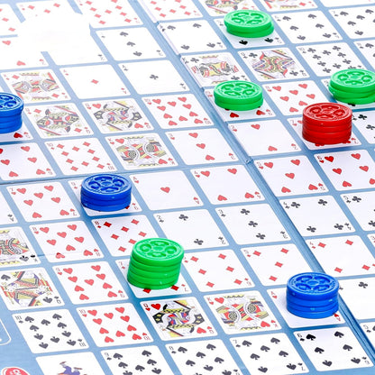 Sequent Strategy Board Game - Playing Cards & Colour Coins for Family