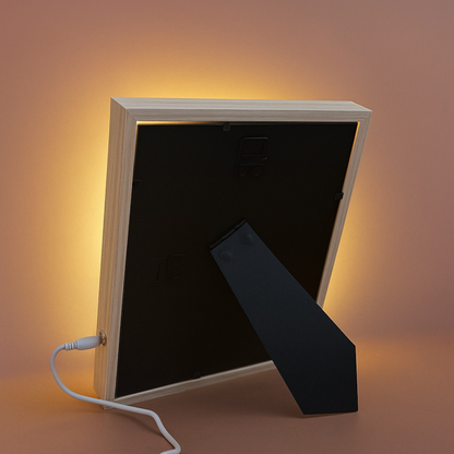 Motivational LED Light Frame with Wooden Finish | Warm Light Inspirational Quote Tabletop Decor for Bedroom, Office & Home | USB Powered Illuminated Art Frame for Positive Vibes, Gifting & Interior Decoration