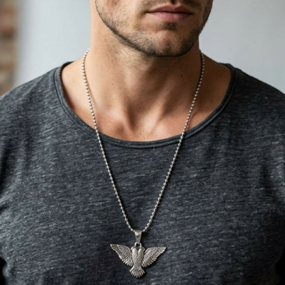 Silver-Plated Eagle Bird Pendant Chain for Men Stylish Statement Necklace