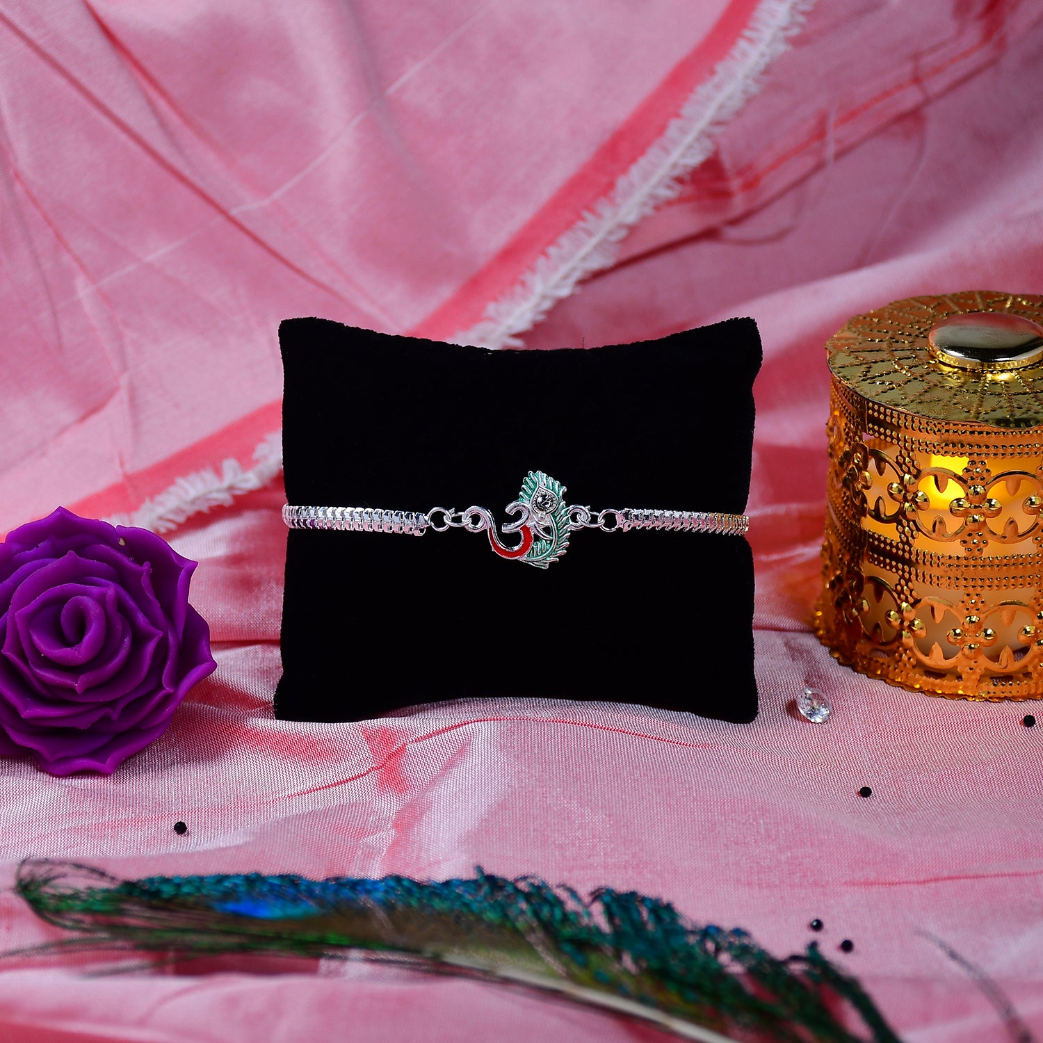 Om Symbol Designer Silver Rakhi