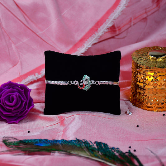 Om Symbol Designer Silver Rakhi