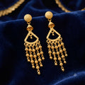 Elegant Traditional Gold Tone Long Drop Earrings with Intricate Beadwork for Women