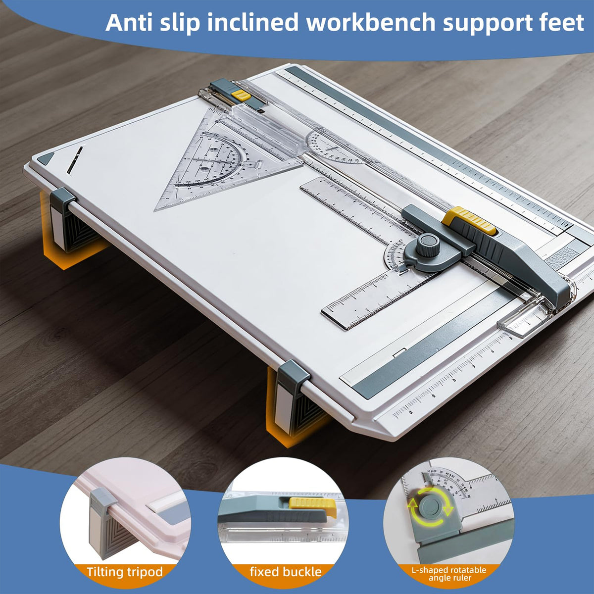 Portable A3 drawing board with accessories for engineering and art projects.