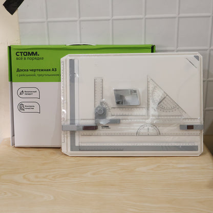 All components of the A3 drawing board set displayed together for technical and artistic use.