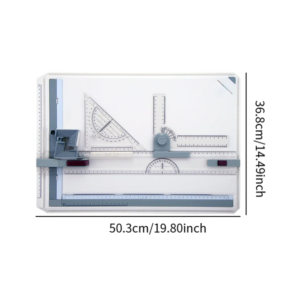 Top view of A3 drawing board set showing accessories for accurate drawing.