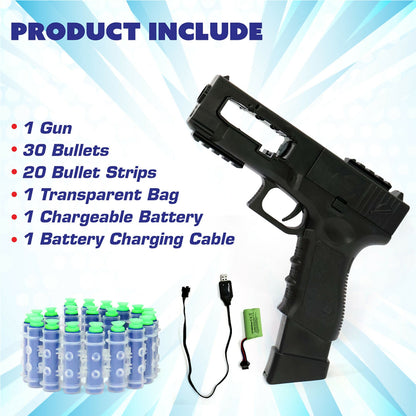 Rechargeable Soft Bullet Toy Gun Set with 30 Bullets and Dual Manual Auto Firing Mode