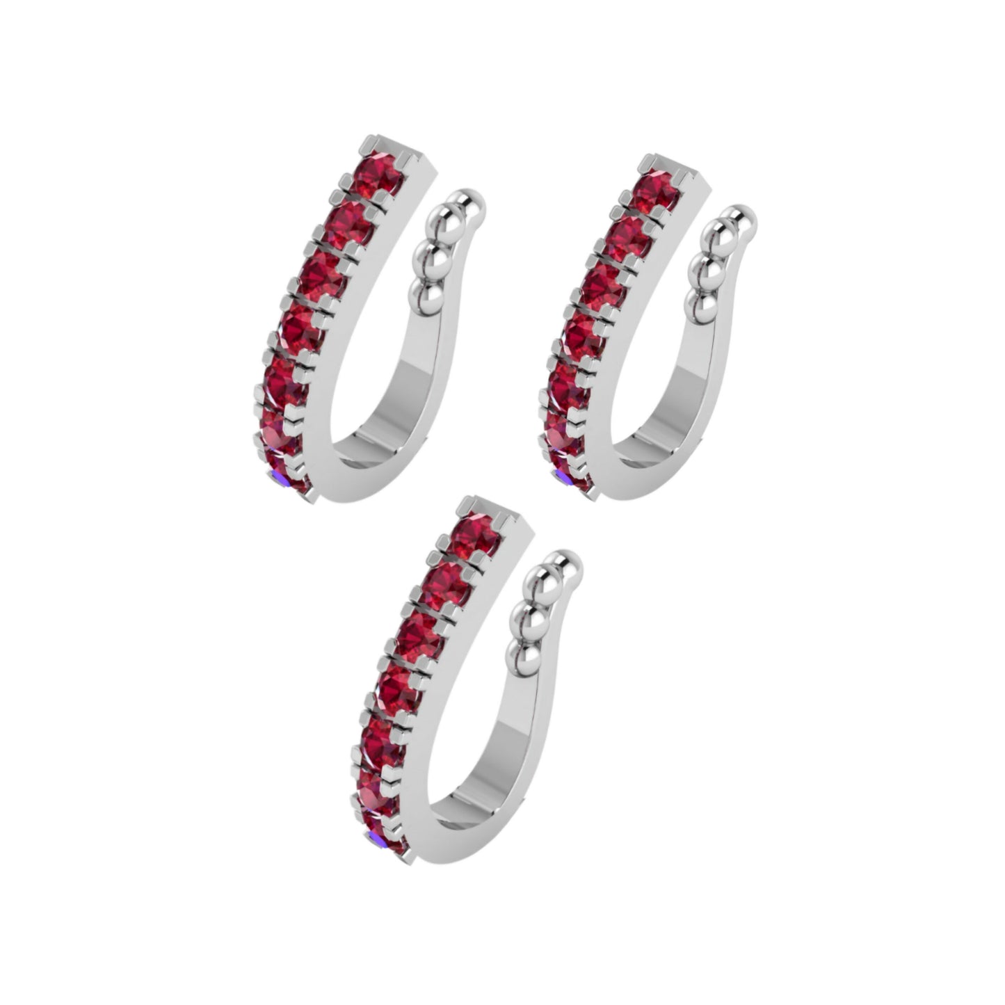 Rose Gold Pink CZ Floral Non-Pierced Clip-On Nose Ring/Pin Combo Pack of 3