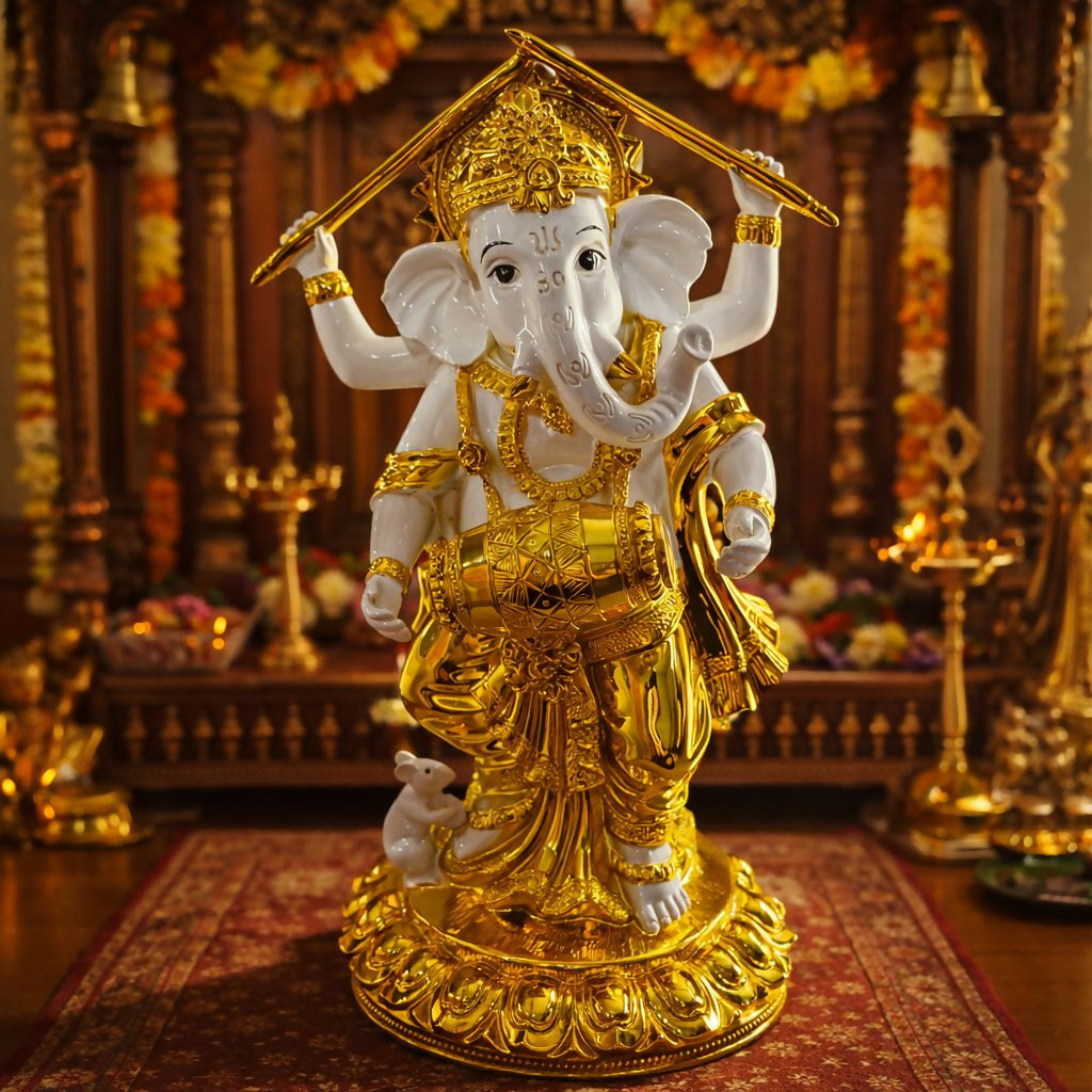 Lord Ganesha Dancing Statue Decorative Showpiece for Home Temple Decor