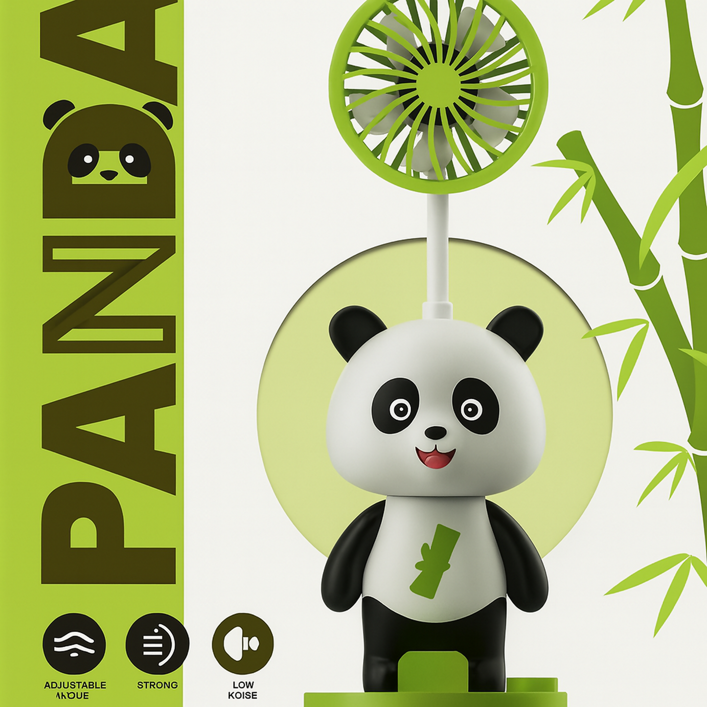 Cute Panda Desk Fan with Pen Holder, Phone Stand & Pencil Sharpener