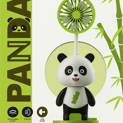 Cute Panda Desk Fan with Pen Holder, Phone Stand & Pencil Sharpener