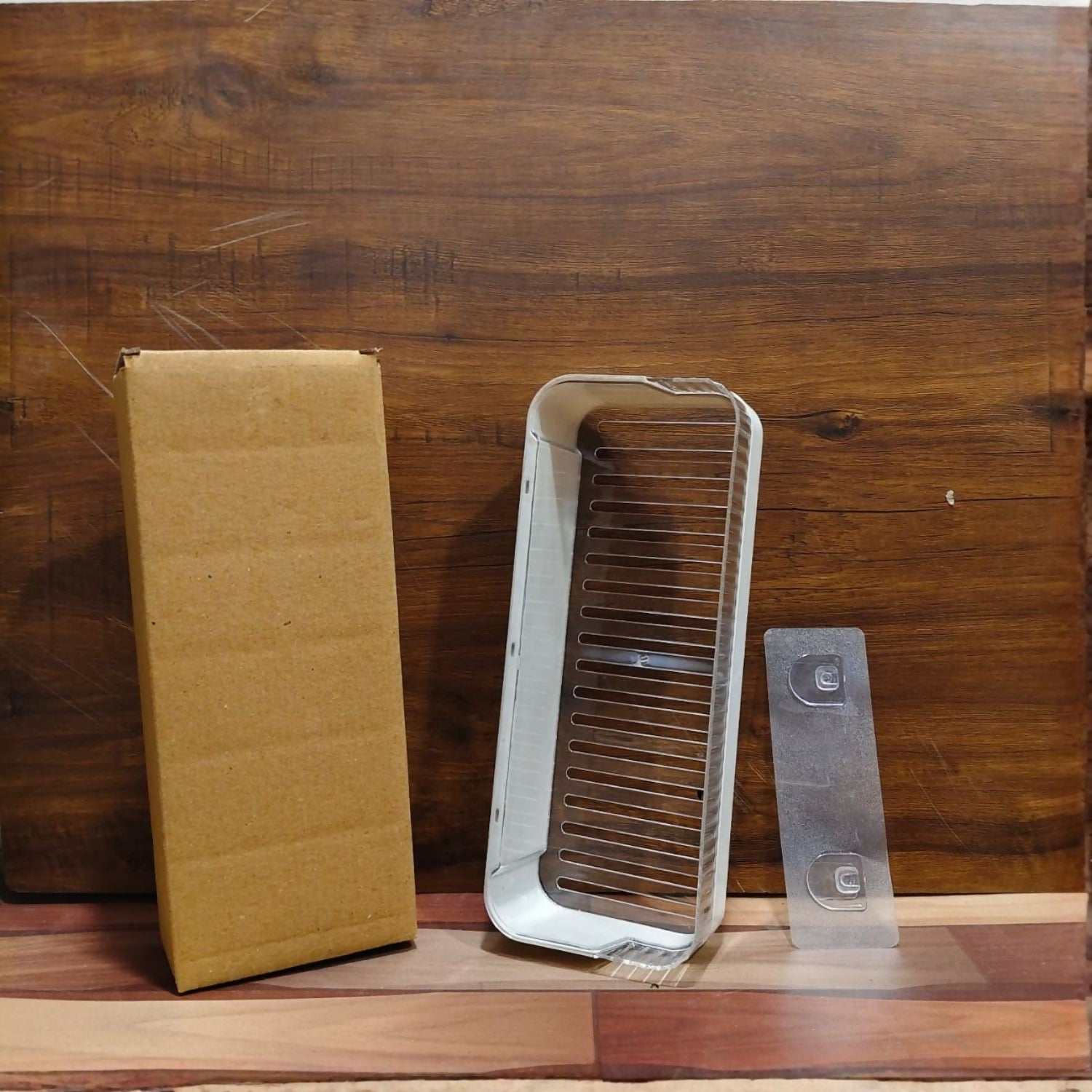 Kitchen spices and bottles stored on wall rack