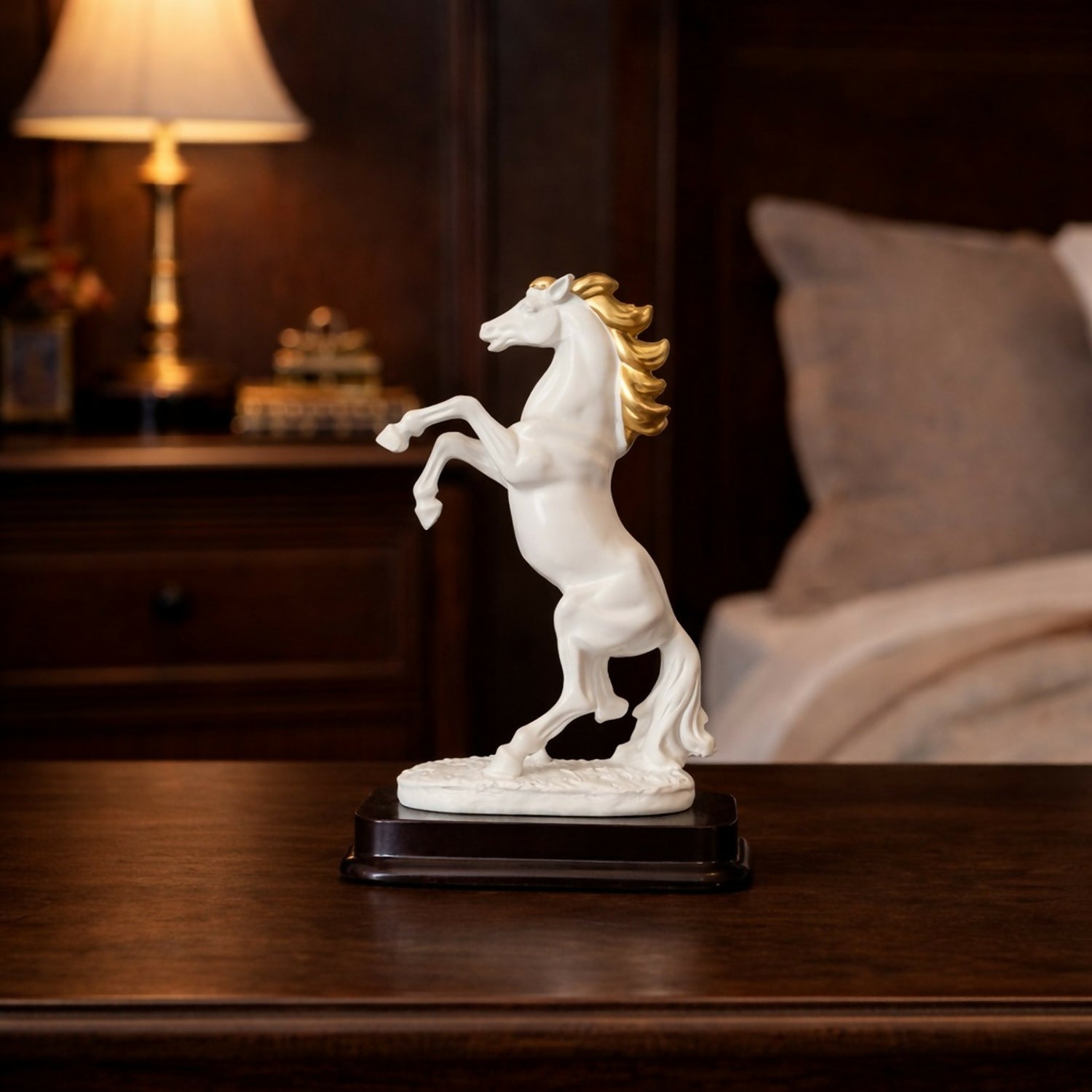 White Horse poly-resin Showpiece for Home Decor | Lucky Horse Statue | Office Table Decor