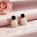 Black Pearl Drop Earrings – Elegant Statement Jewellery for Women