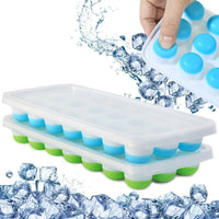 Silicone Ice Cube Tray with Lid Easy Release Stackable Ice Maker Molds (Set of 2)