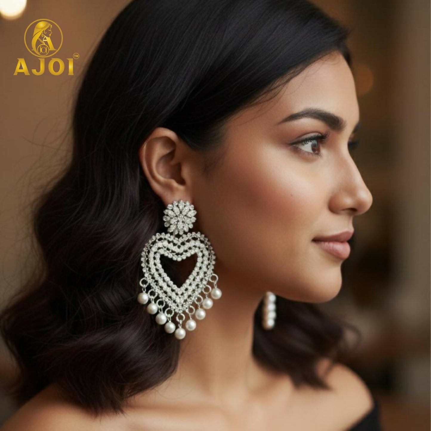 Heart-Shaped Pearl Drop Earrings For Women And Girls