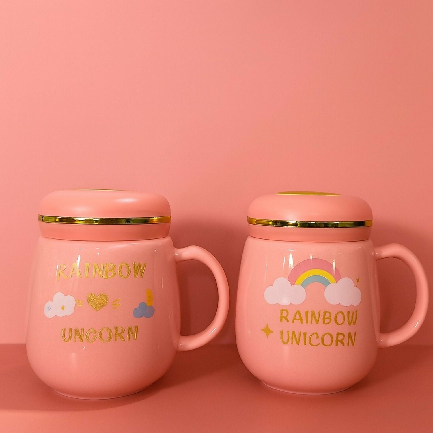 Unicorn Ceramic Mug with Pink Heart Lid | Cute Milk Coffee Mug for Girls (Design and colour may vary)