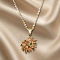 Traditional Floral Vine Design Pendant Necklace with Chain for Women