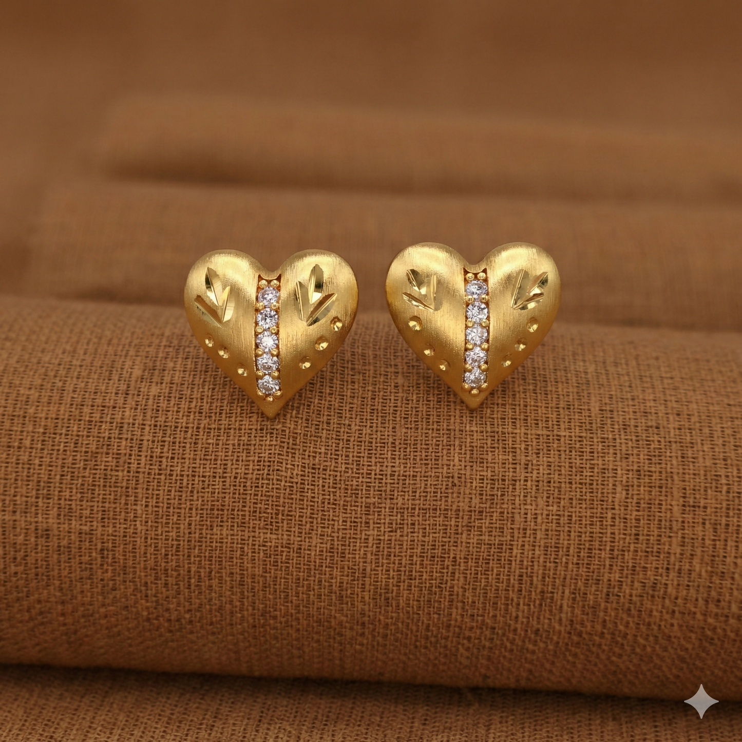 Gold Plated Heart Stud Earrings with AD for women and girls