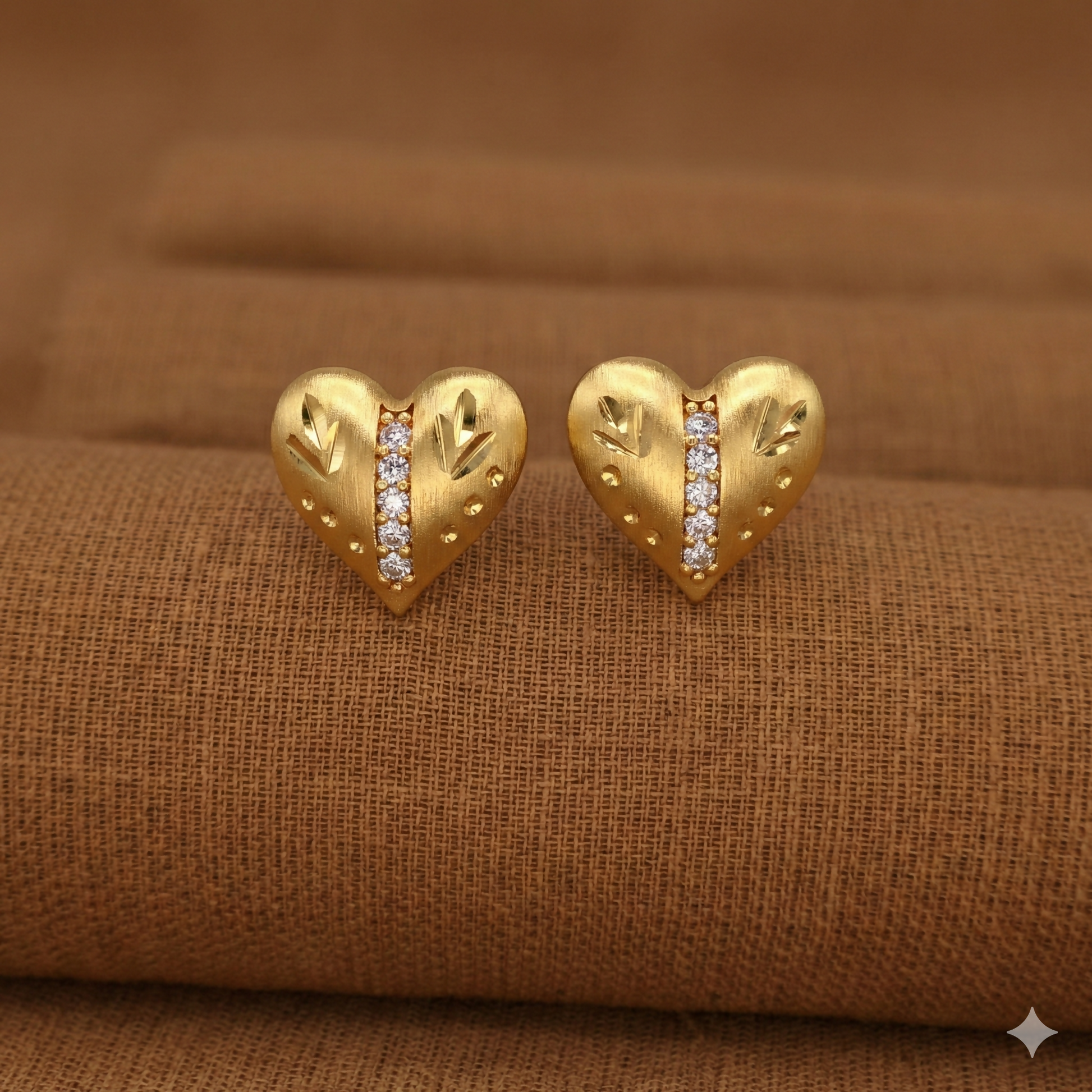 Gold Plated Heart Stud Earrings with AD for women and girls