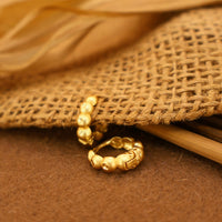 Gold Plated Matte Huggie Earrings AD Bali Hoop for women and girls