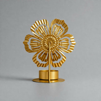 Metal Flower Tealight Candle Holder Decorative Table Showpiece