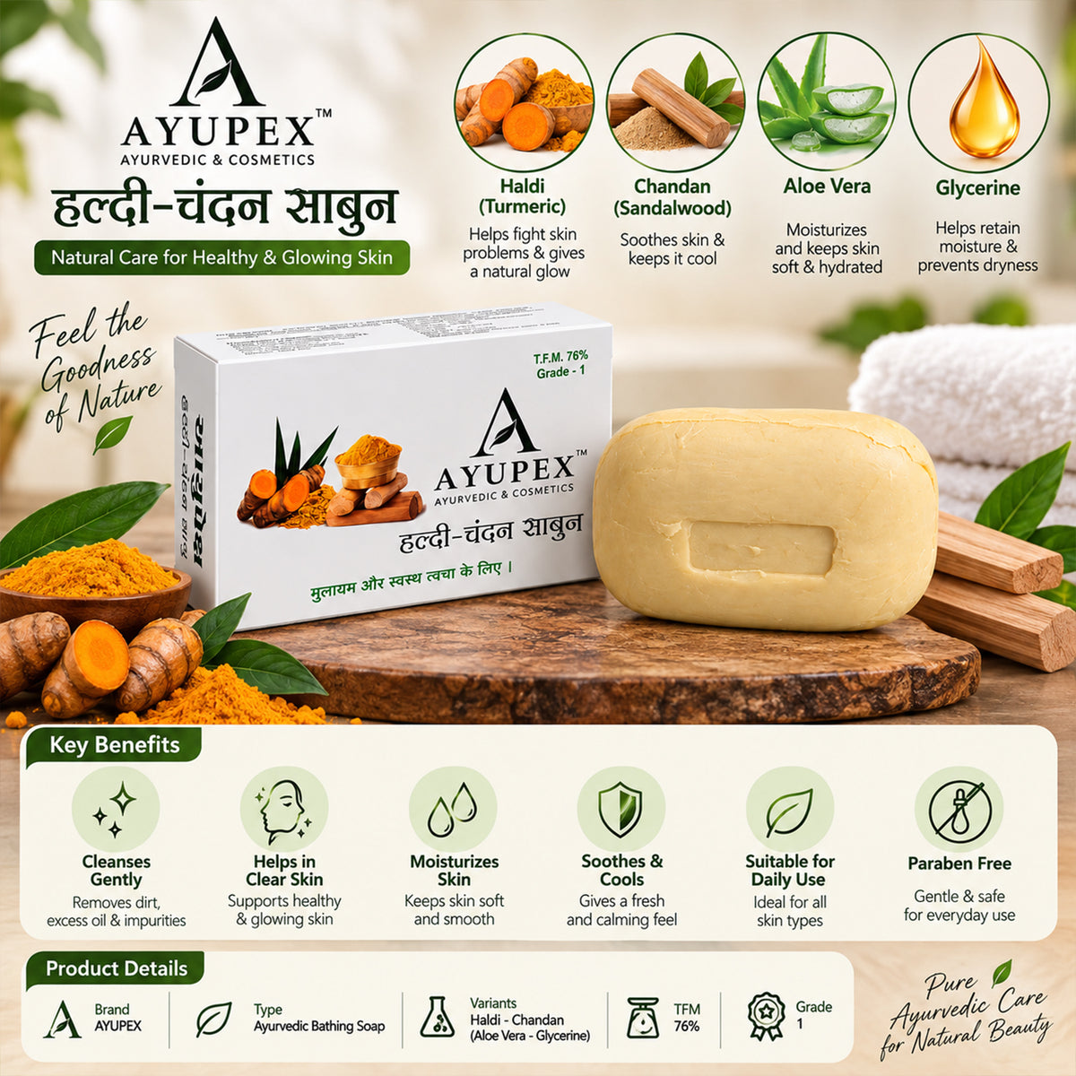 Turmeric Chandan Herbal Soap – Natural Skin Brightening Benefits