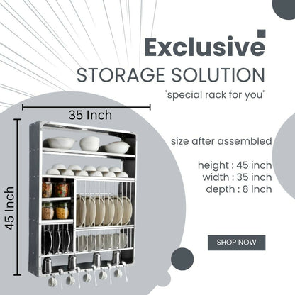 Wall-Mounted Stainless Steel Kitchen Dish Rack | 35×45 inch Heavy-Duty Storage Organizer
