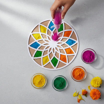 Round Flower Rangoli Stencil | 12 Inch