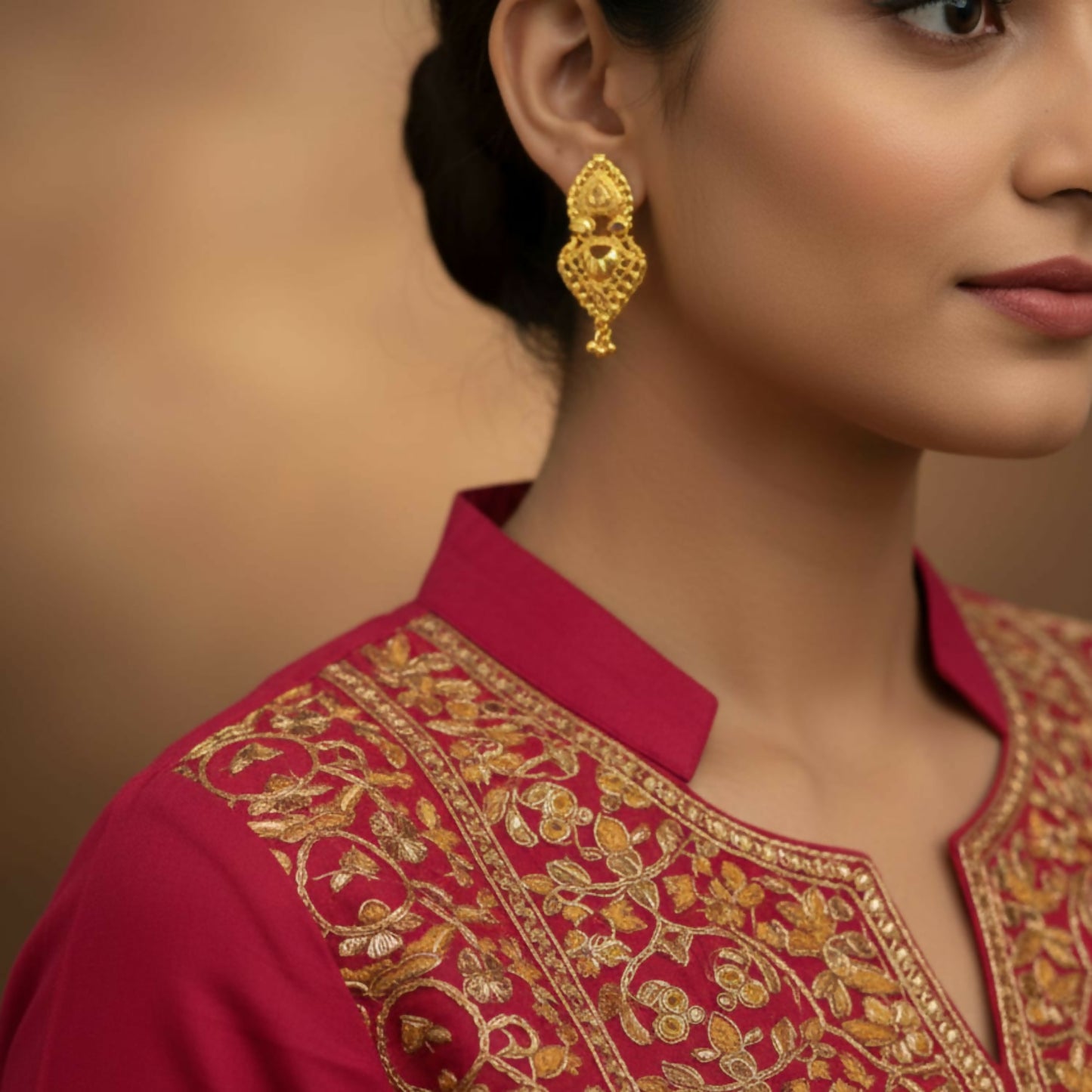 Fashionable Gold Tone Jhumki | Traditional & Modern Fusion Earrings