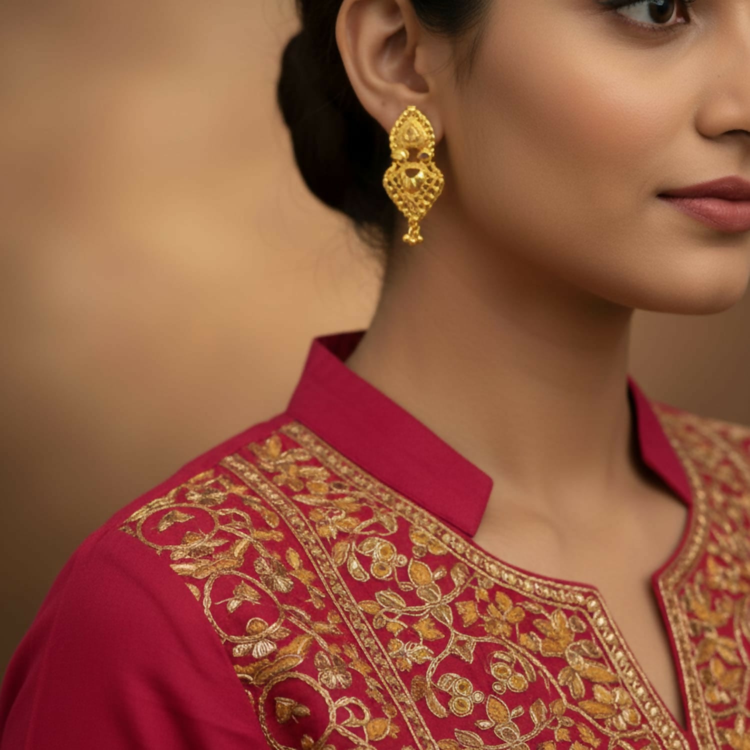 Fashionable Gold Tone Jhumki | Traditional & Modern Fusion Earrings