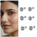Silver Plated Nose Pin Stud – Flat Back Combo Pack of 6