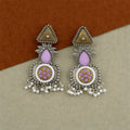 Statement Drop Earrings – Elegant Pink & Pearl Embellishments