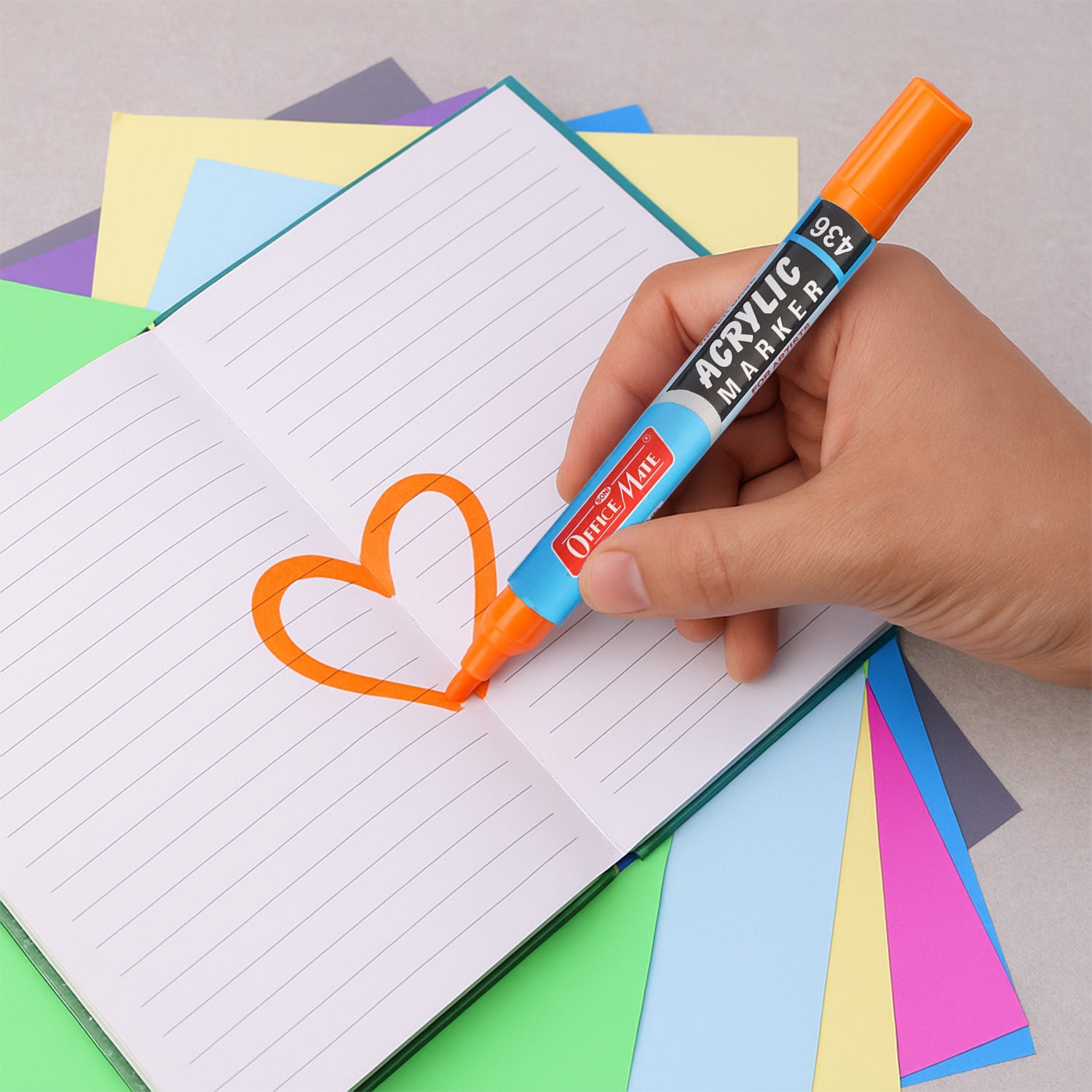 Officemate Acrylic Marker Pen Set – 8 Vibrant Colors, Quick Dry, Multi-Surface, Water-Based & Non-Toxic