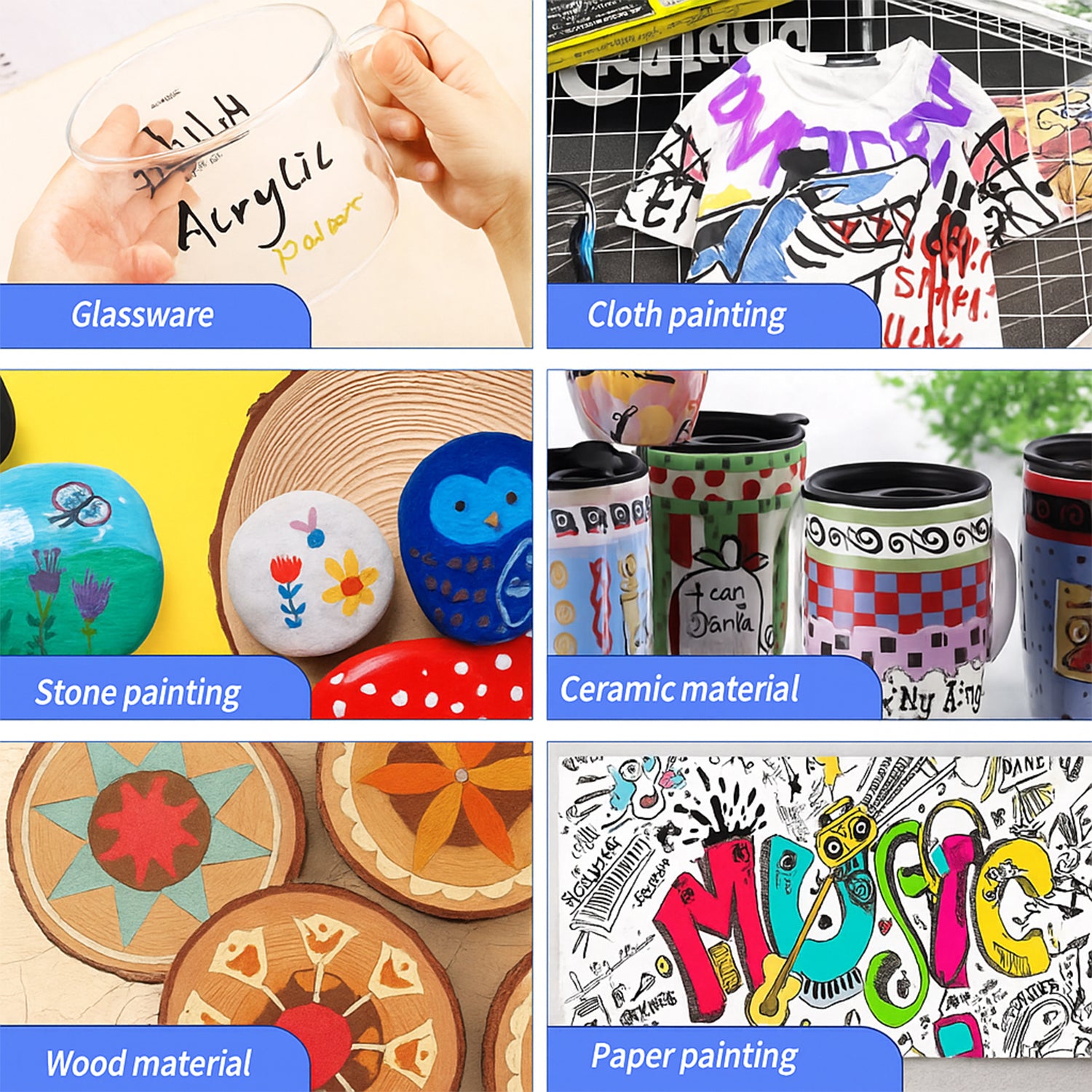 Officemate Acrylic Marker Pen Set – 5-Color Pack, Quick-Dry & Water-Based