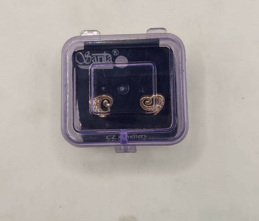 Rose Gold Plated Heart Stud Earrings with AD for women and girls