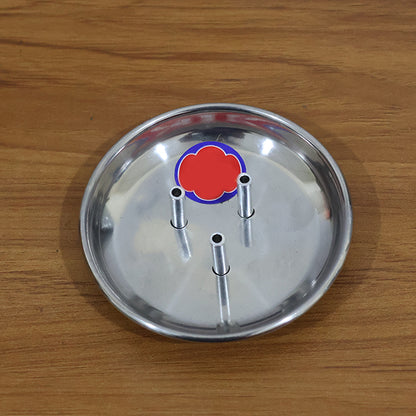 Stainless Steel Lotus Agarbatti Stand with Triple Stick Holder (1 Pc)