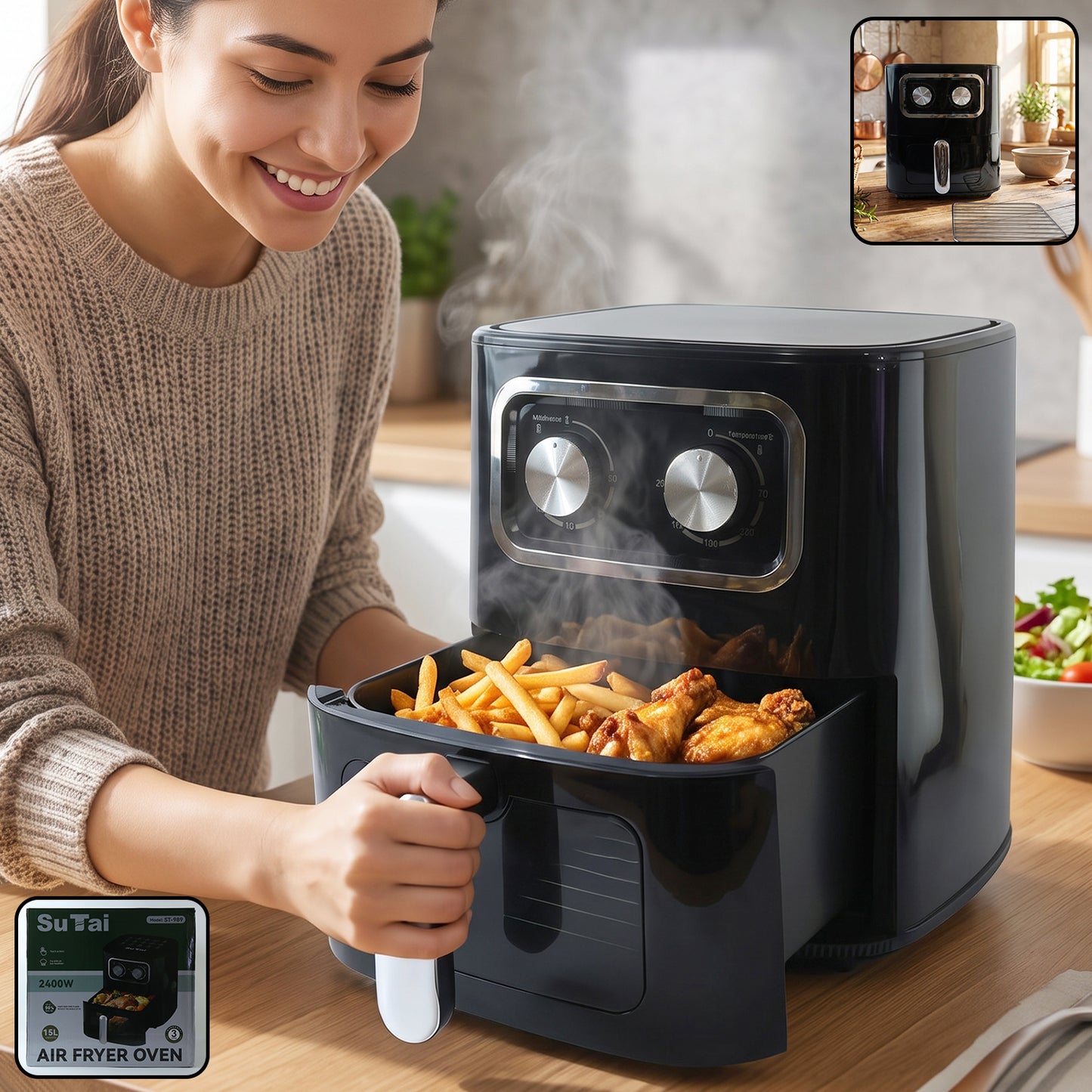 Sutai Air Fryer Oven 15 Litre 2400W Large Capacity Oil Free for Family (1 Pc) product image