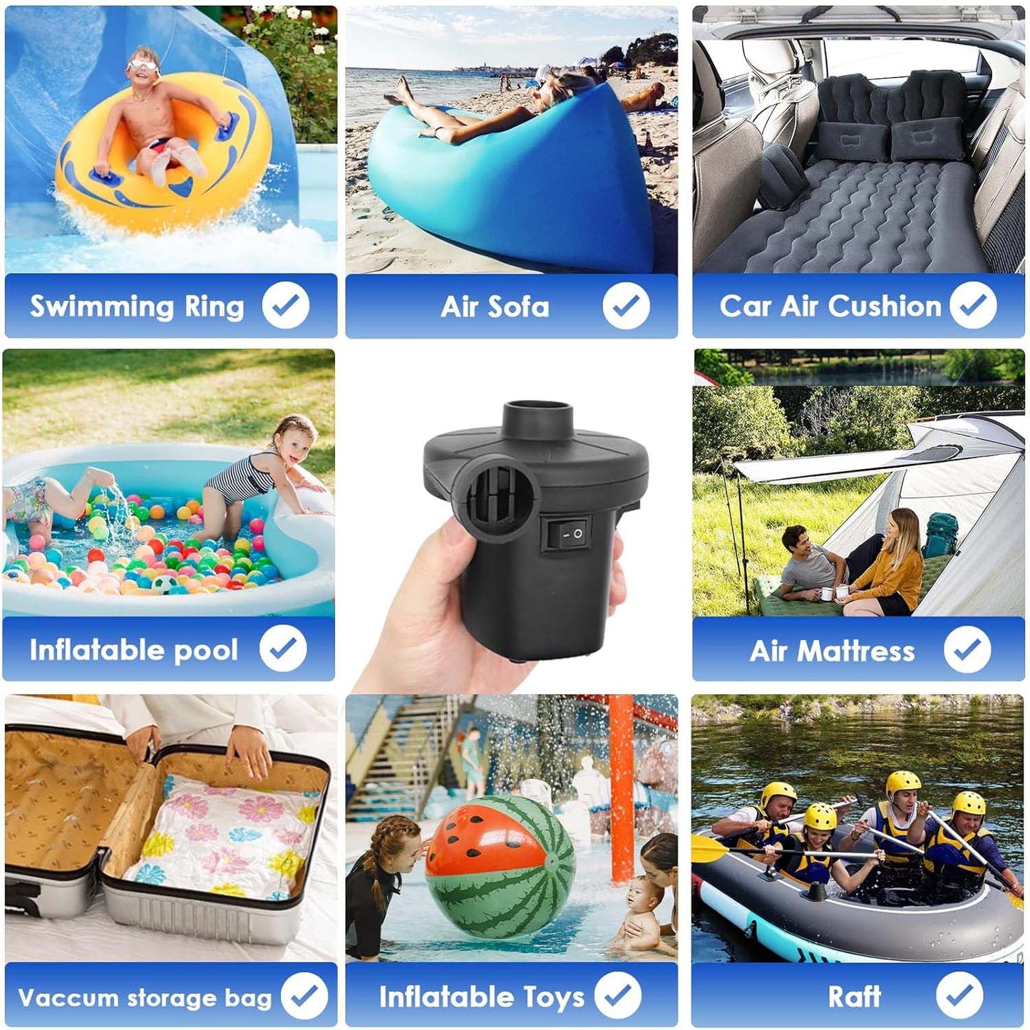 બોલ માટે 9080 ઇલેક્ટ્રિક એર પંપ, બલૂન (3 નોઝલ)