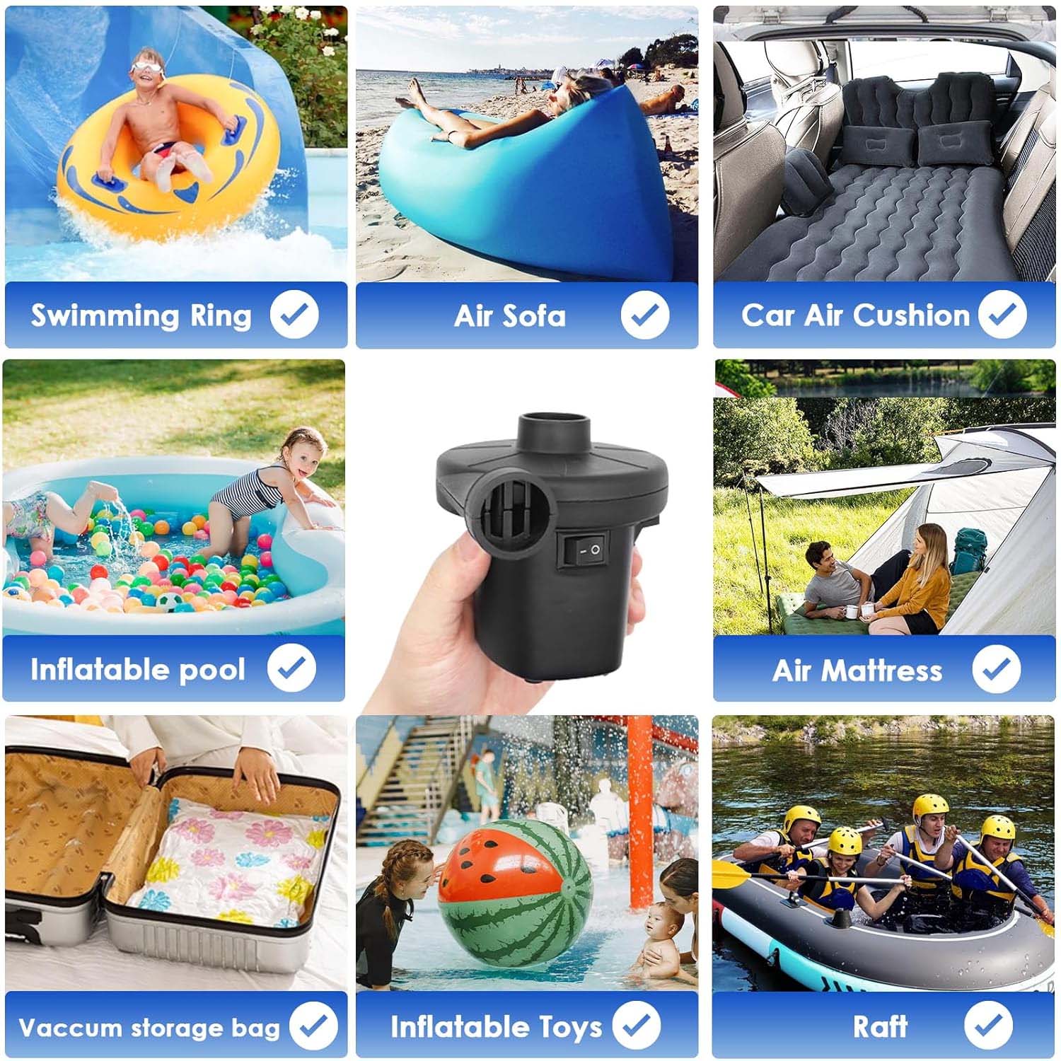 બોલ માટે 9080 ઇલેક્ટ્રિક એર પંપ, બલૂન (3 નોઝલ)